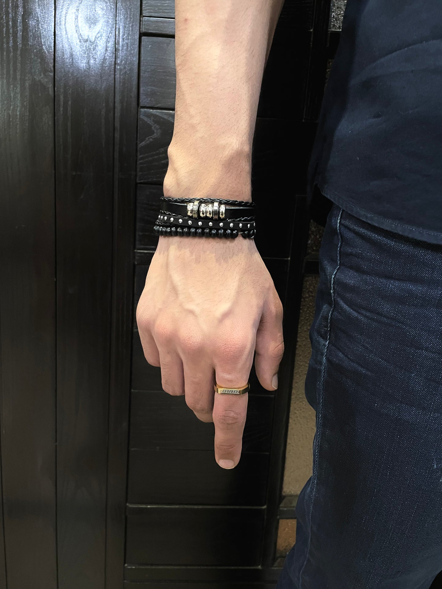 Midnight Vibe Leather Bracelet Set - Zefiro
