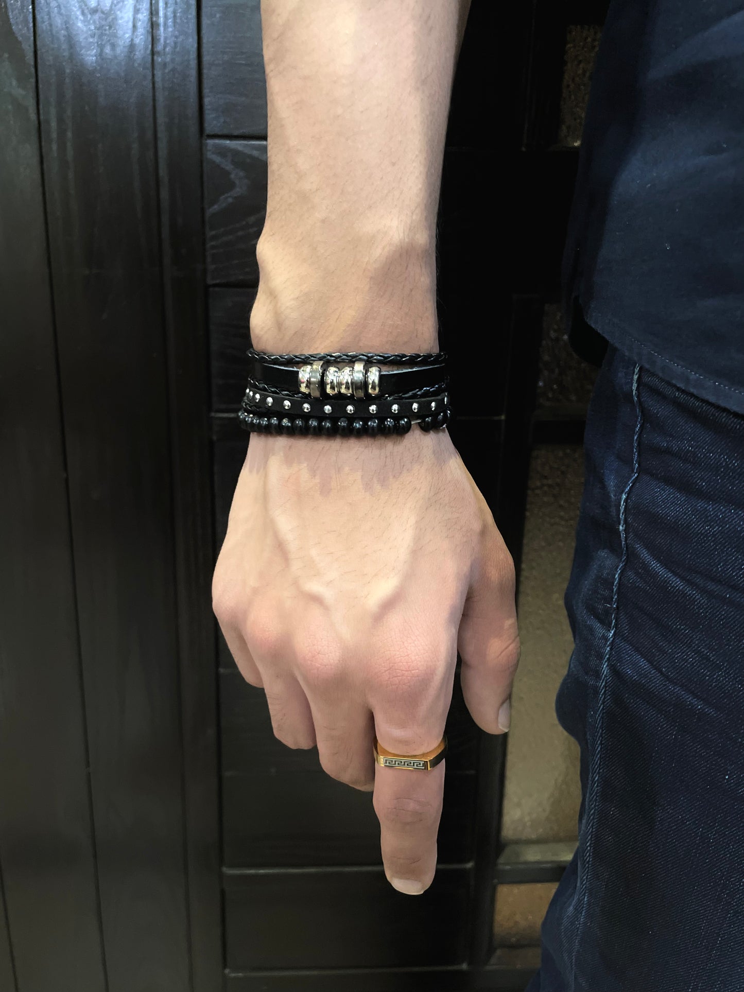 Midnight Vibe Leather Bracelet Set - Zefiro