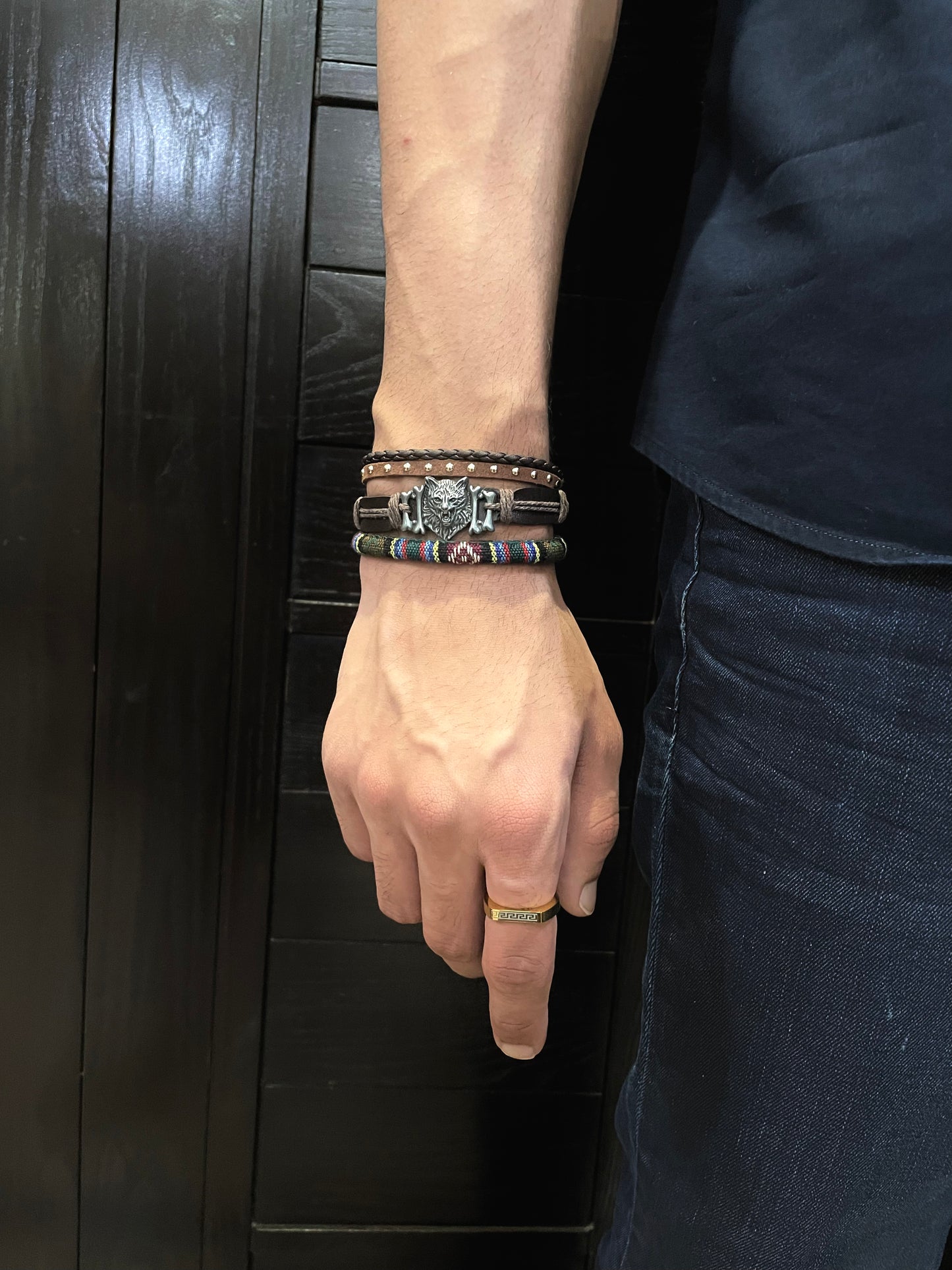 classic leather jaguar bracelet - Zefiro