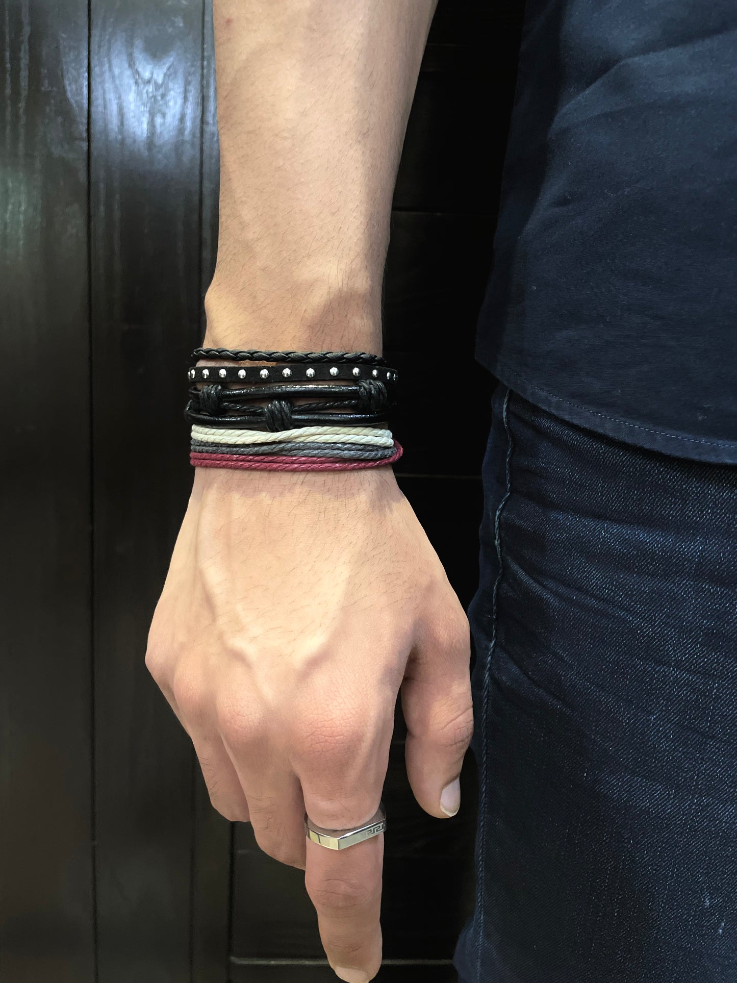 premium white and red Leather Bracelet - Zefiro