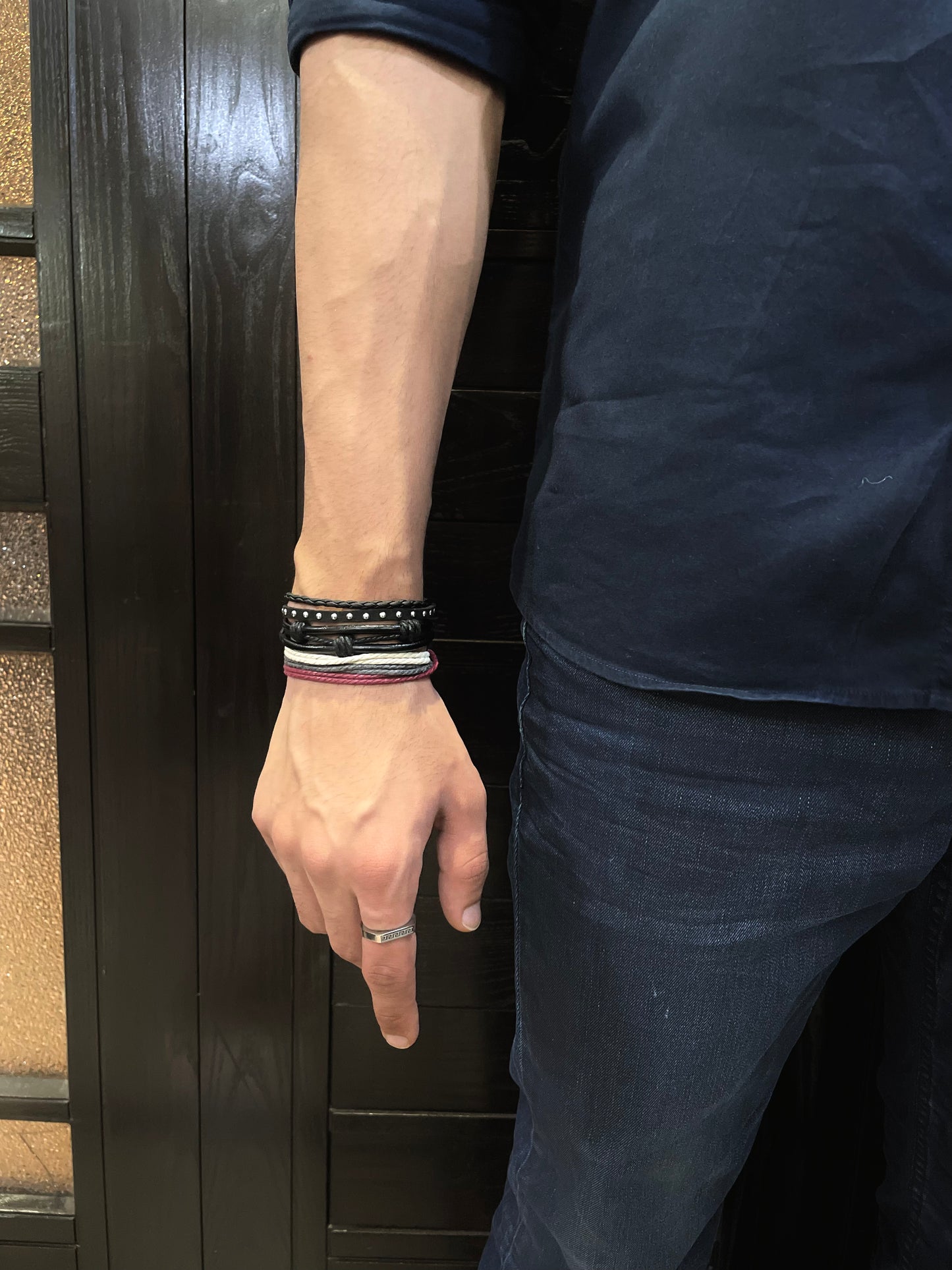 premium white and red Leather Bracelet - Zefiro