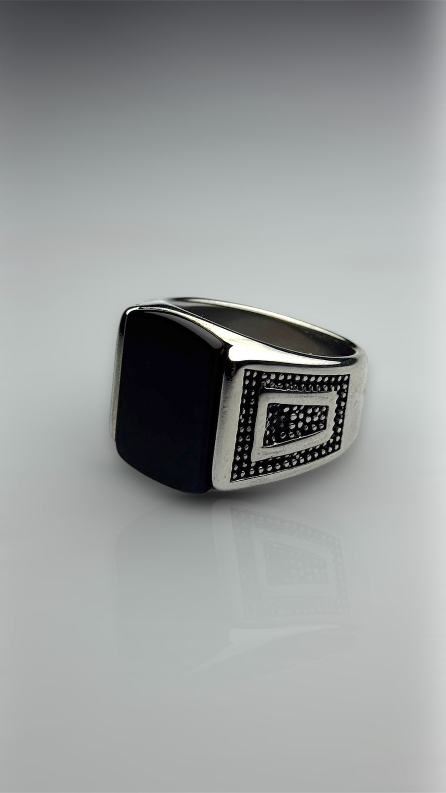 Onyx Square Sterling Ring