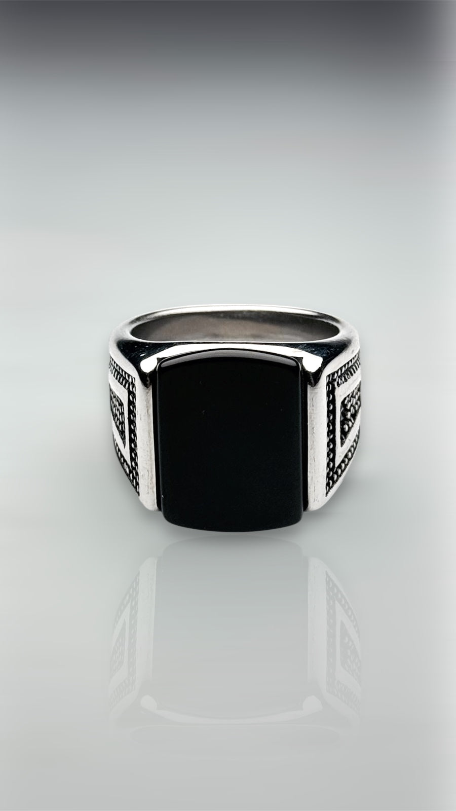 Onyx Square Sterling Ring