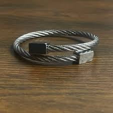 silver titanium cable cuff ki - Zefiro