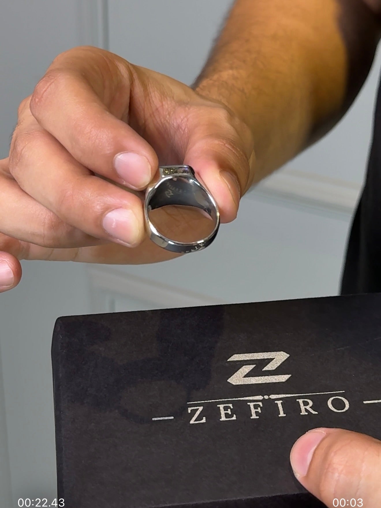 Silver plated square black onyx ring
