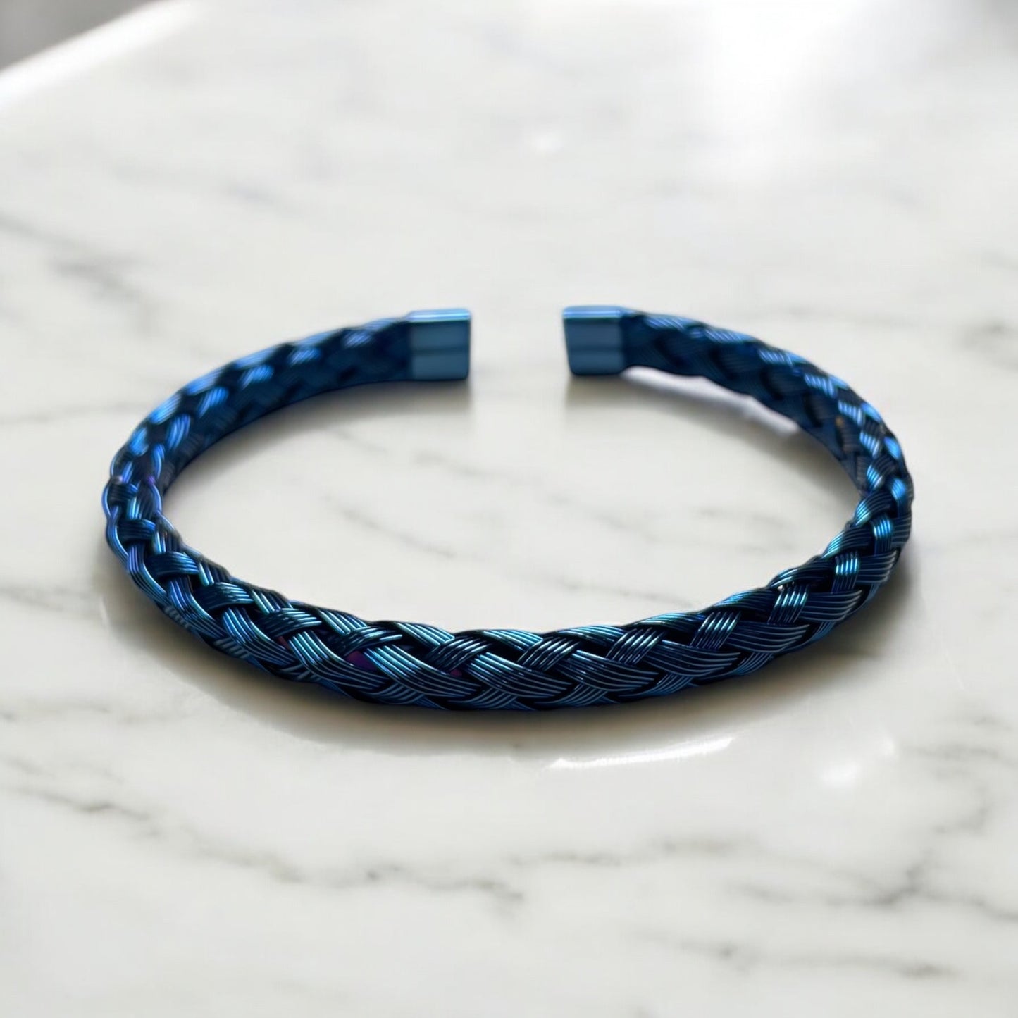 316 Stainless Steel Blue Braided Bangle
