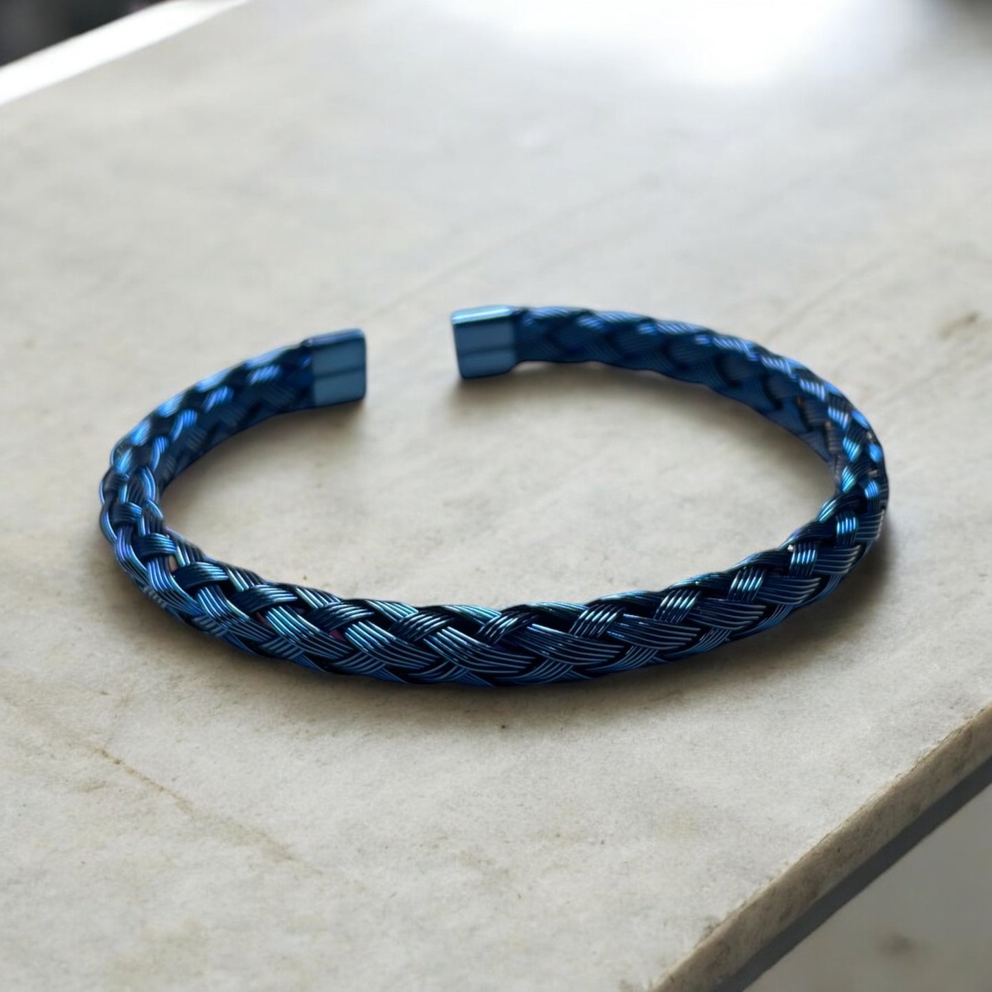 316 Stainless Steel Blue Braided Bangle