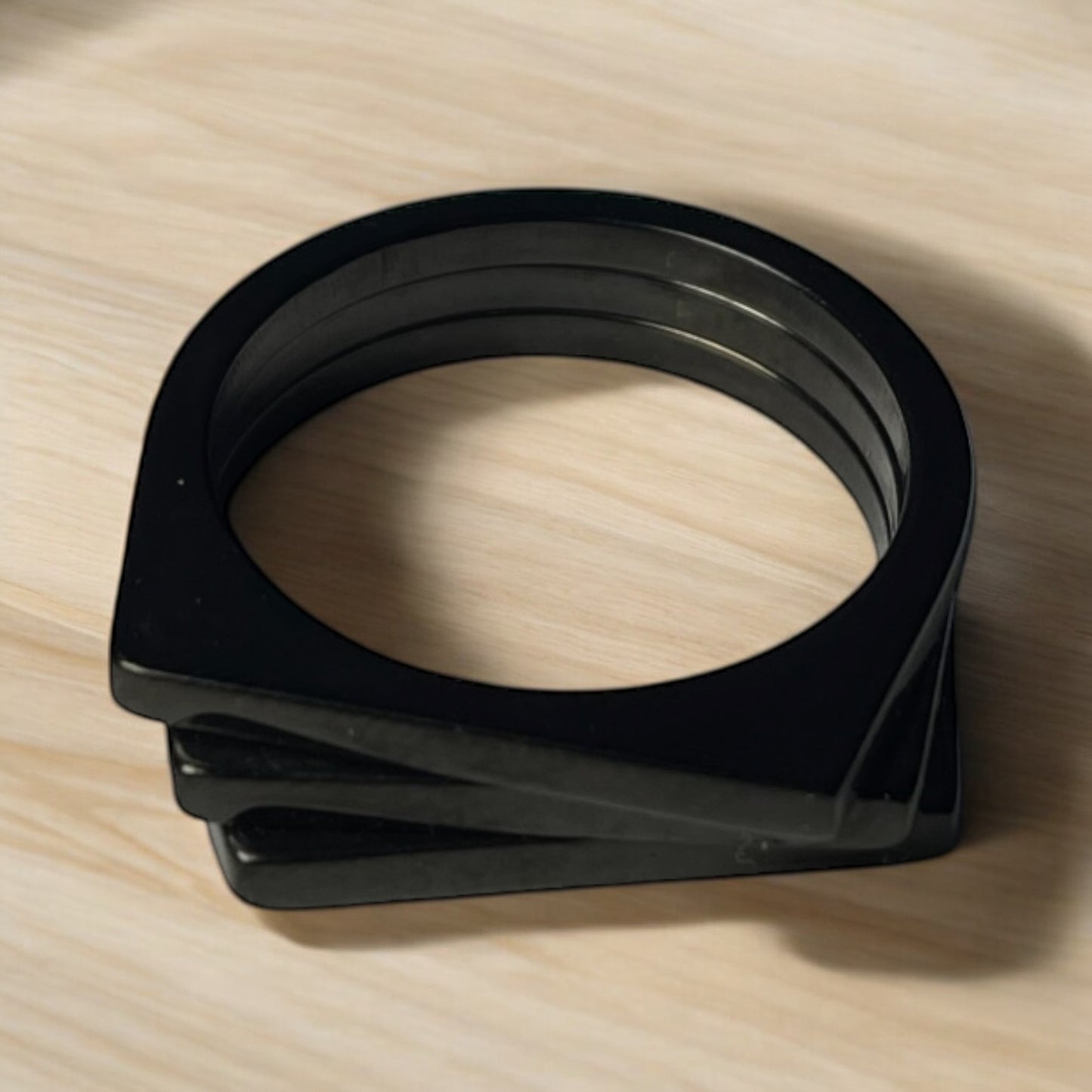 triple steps signet ring (black)
