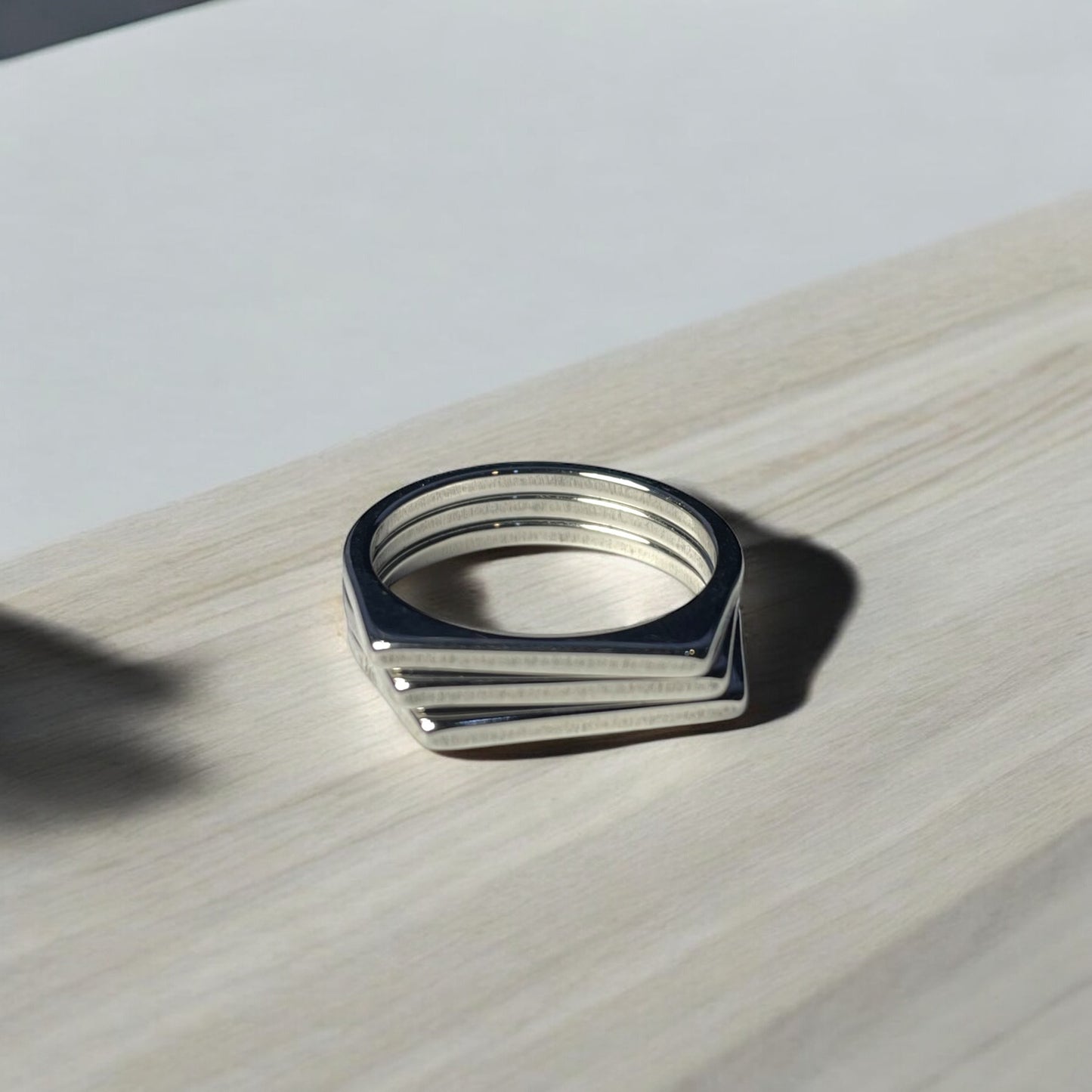 triple steps signet ring (silver)