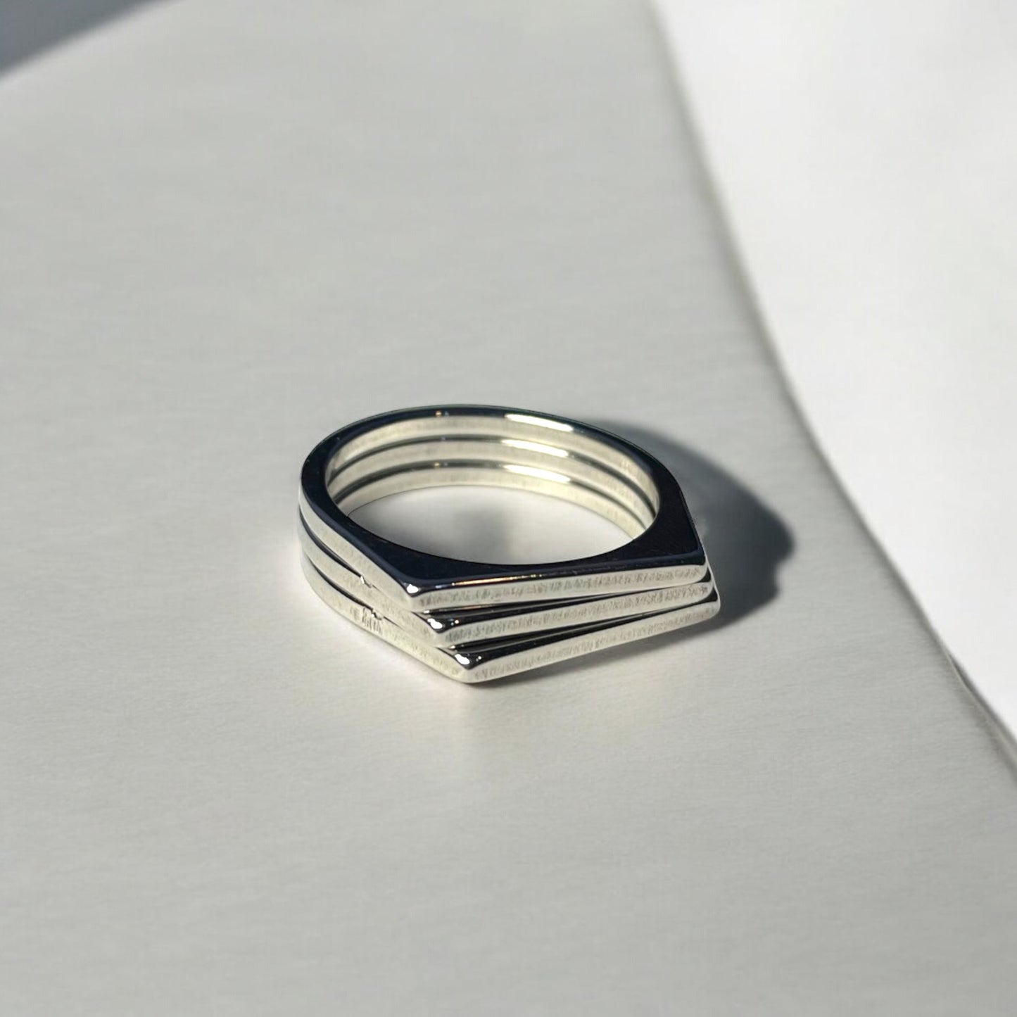 triple steps signet ring (silver)