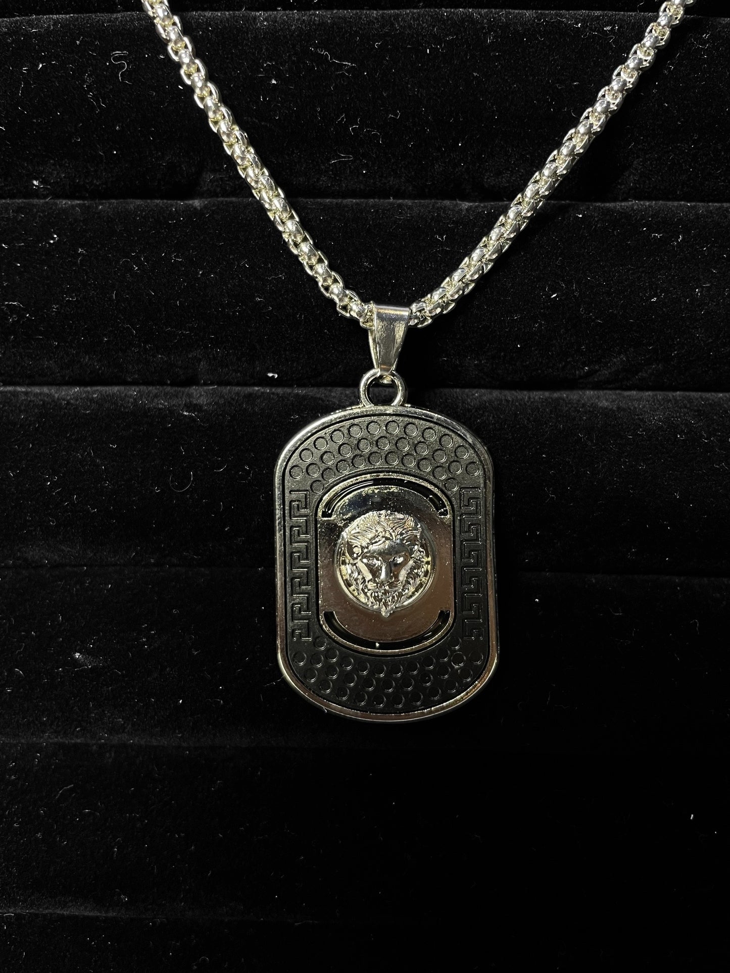 black and silver medusa pendant
