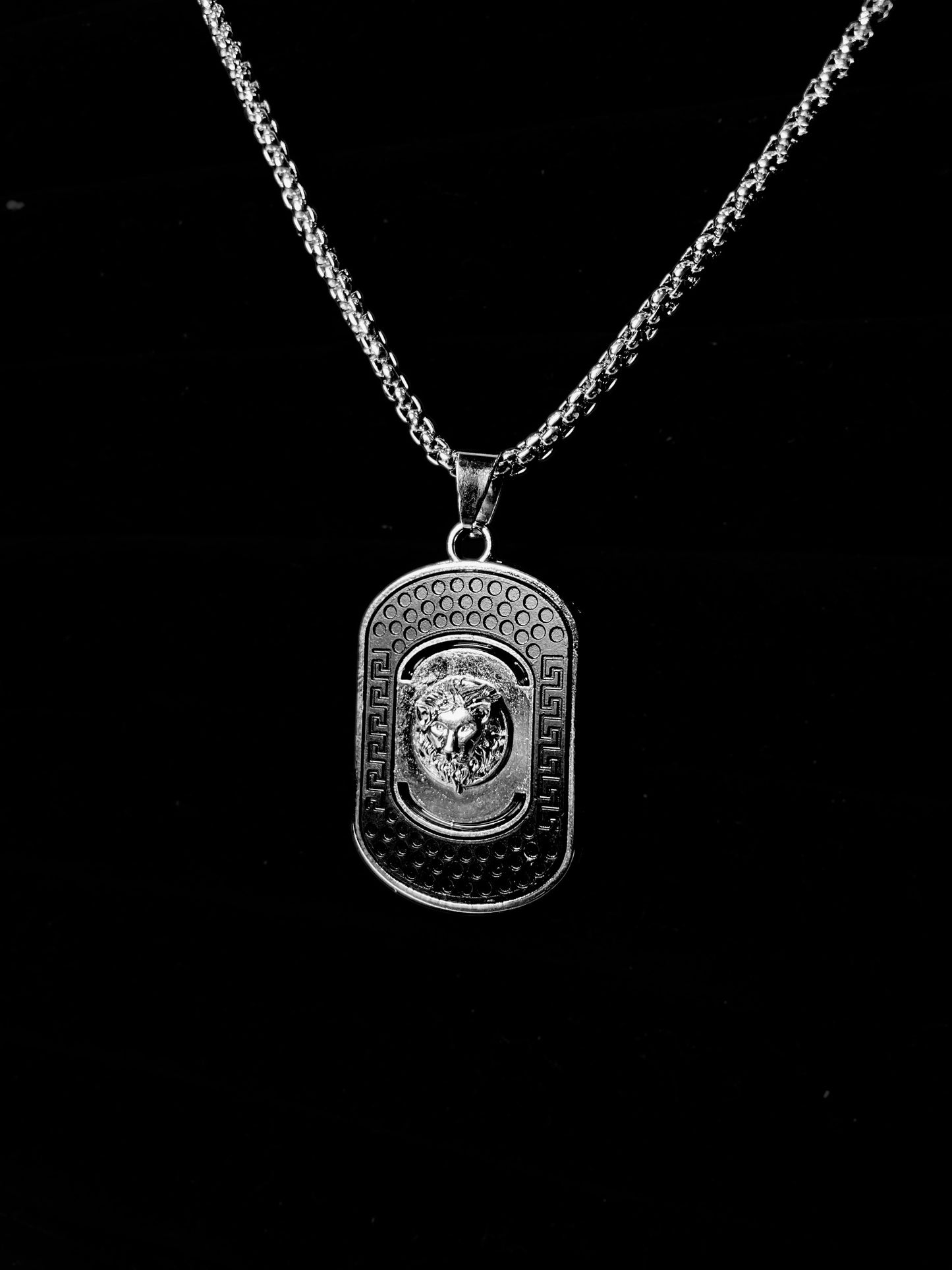 black and silver medusa pendant