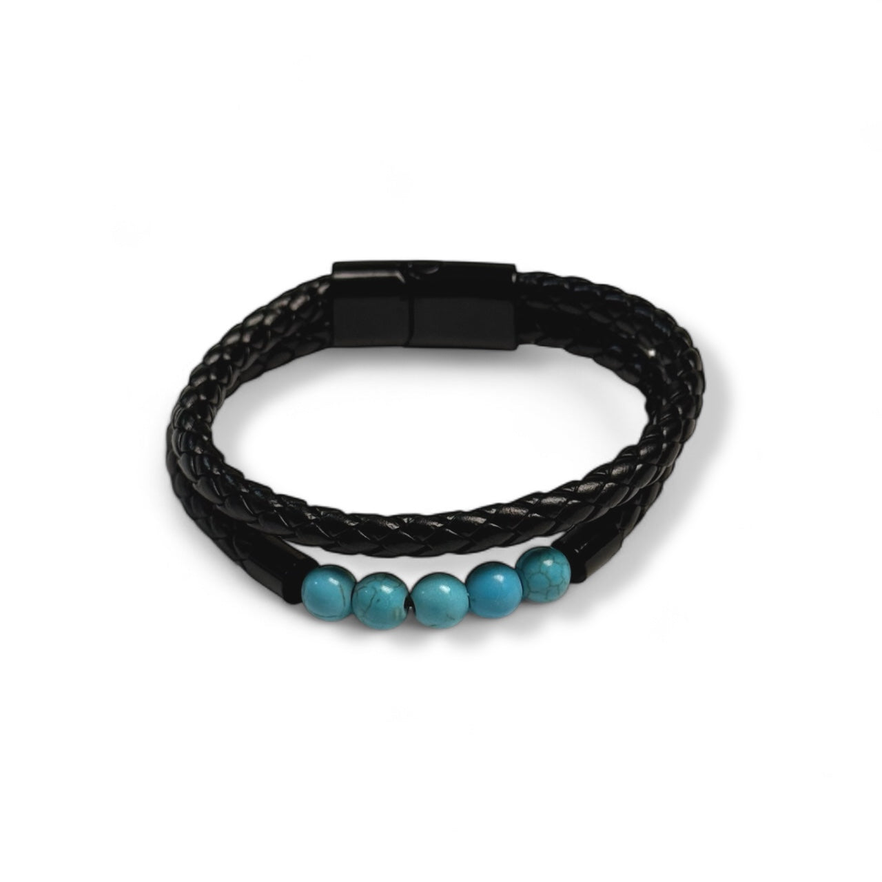 'Ocean Edge' Leather & Turquoise Cuff