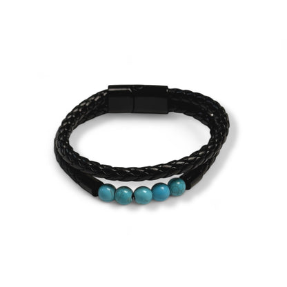 'Ocean Edge' Leather & Turquoise Cuff
