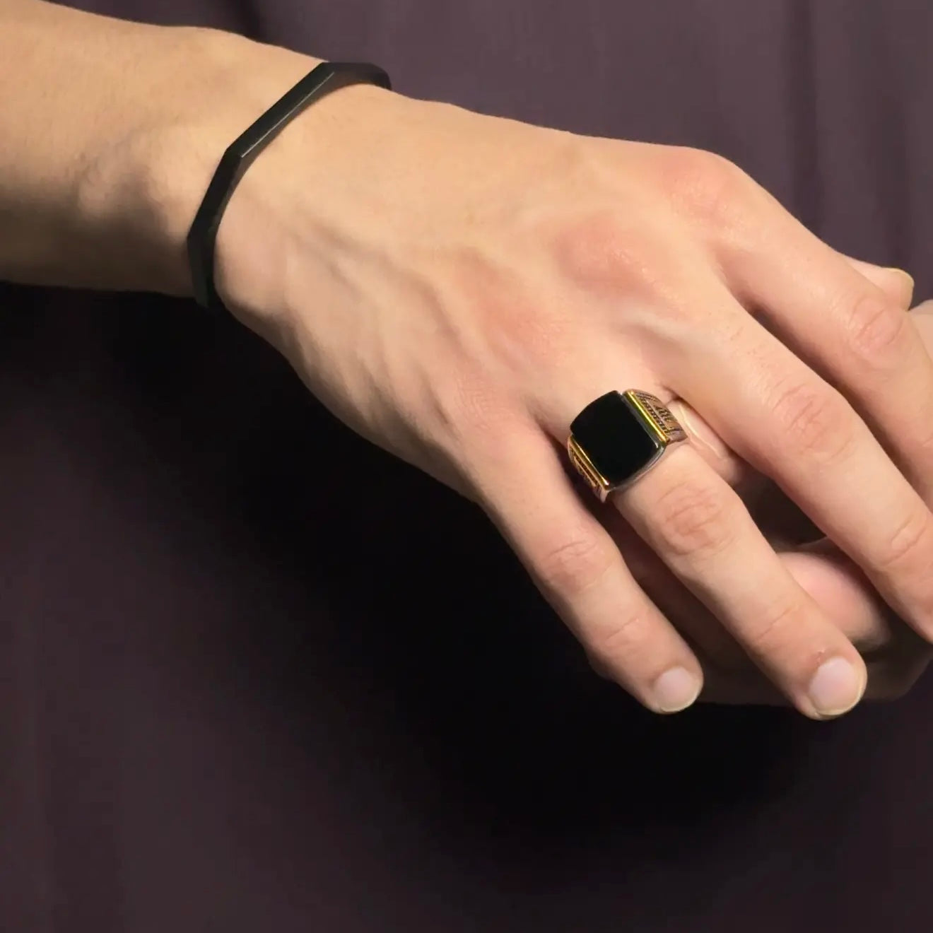 Square sterling dual tone ring