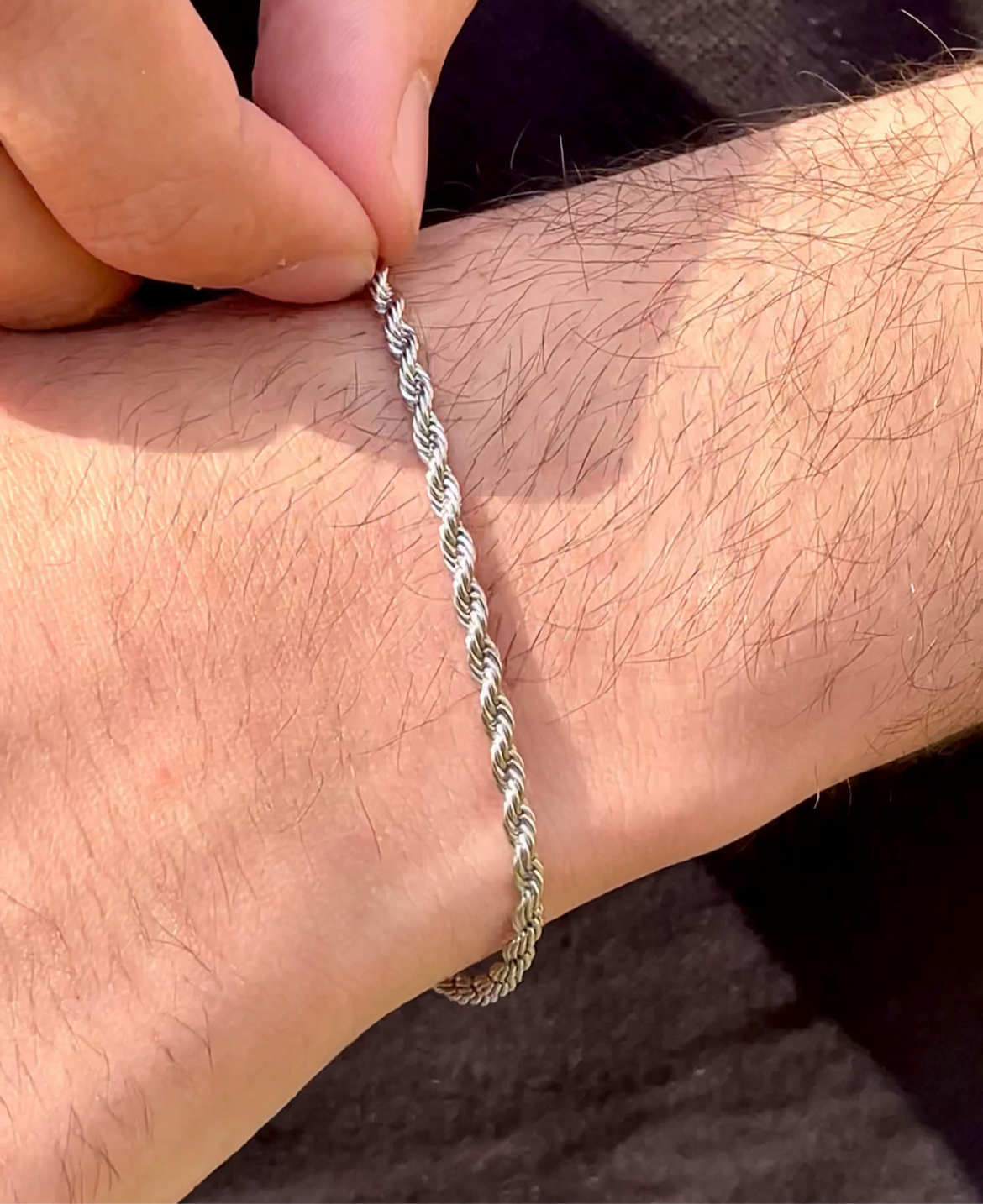 rope chain minimal bracelet (silver)