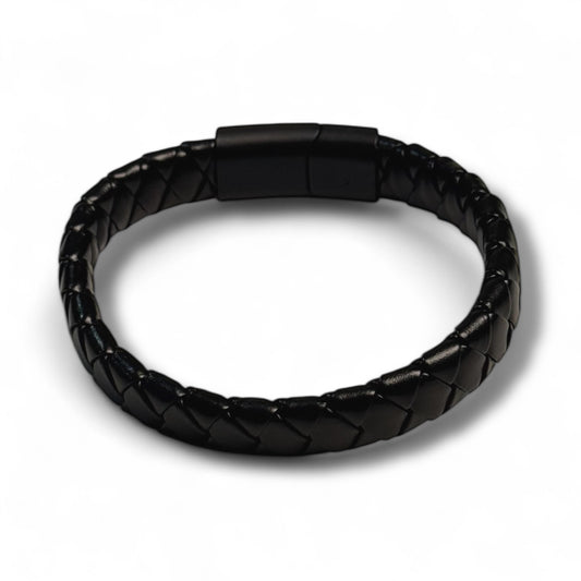 Black Leather Braid Bracelet