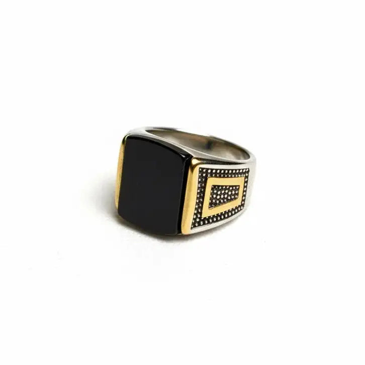 Square sterling dual tone ring