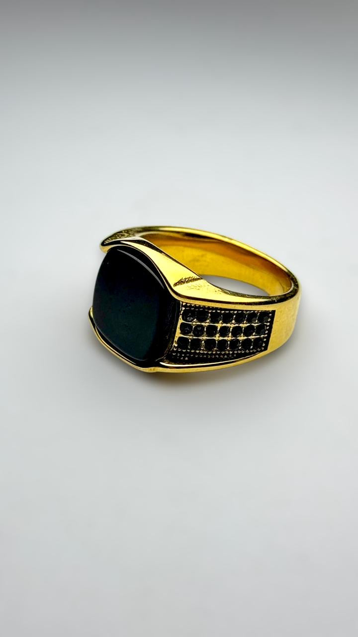 Gold plated black onyx ring