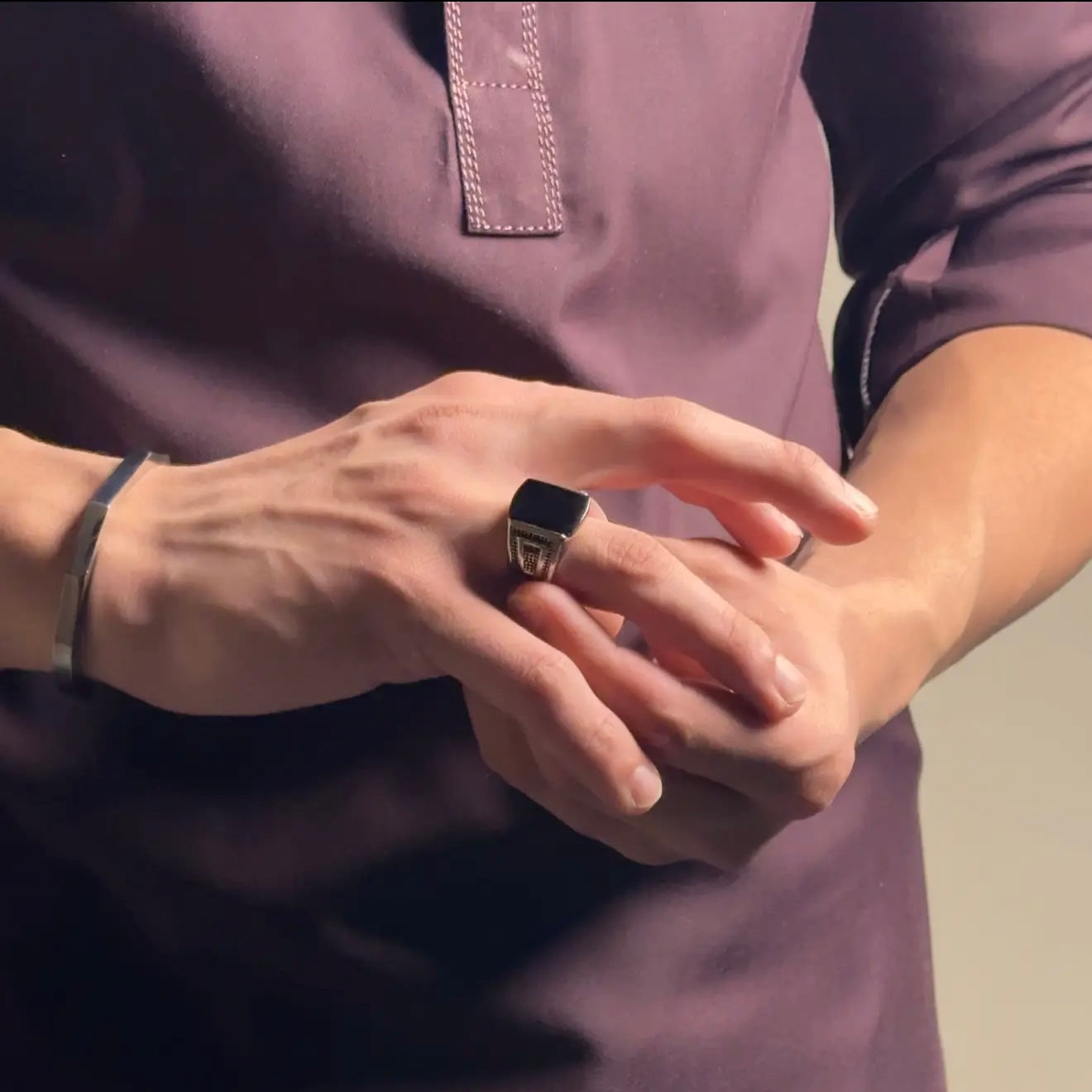 Onyx Square Sterling Ring