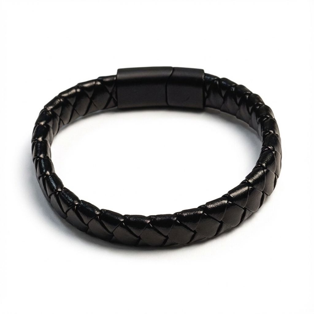 Black Leather Braid Bracelet
