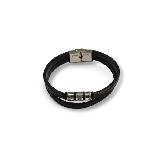 The 'Urban Edge' Black Leather Cuff