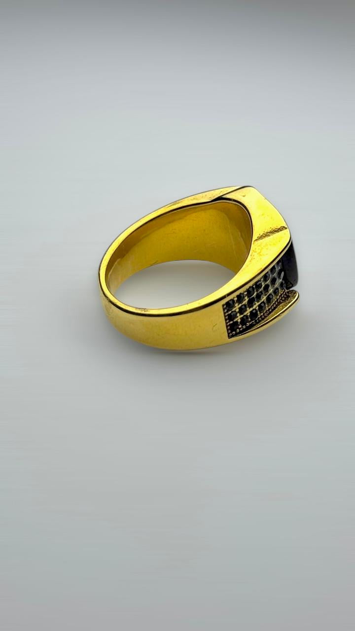 Gold plated black onyx ring