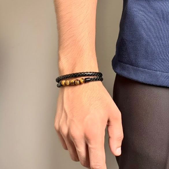 Tiger's Eye Leather Cuff