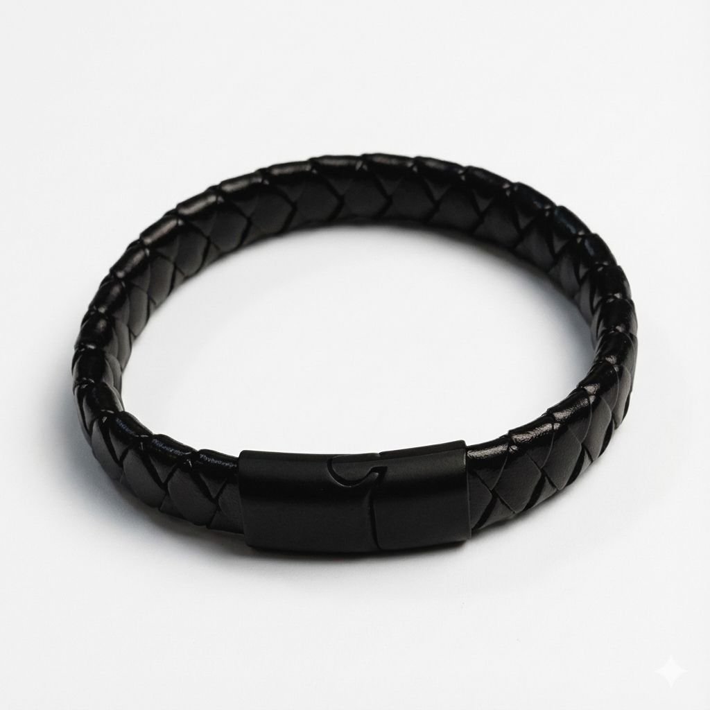 Black Leather Braid Bracelet