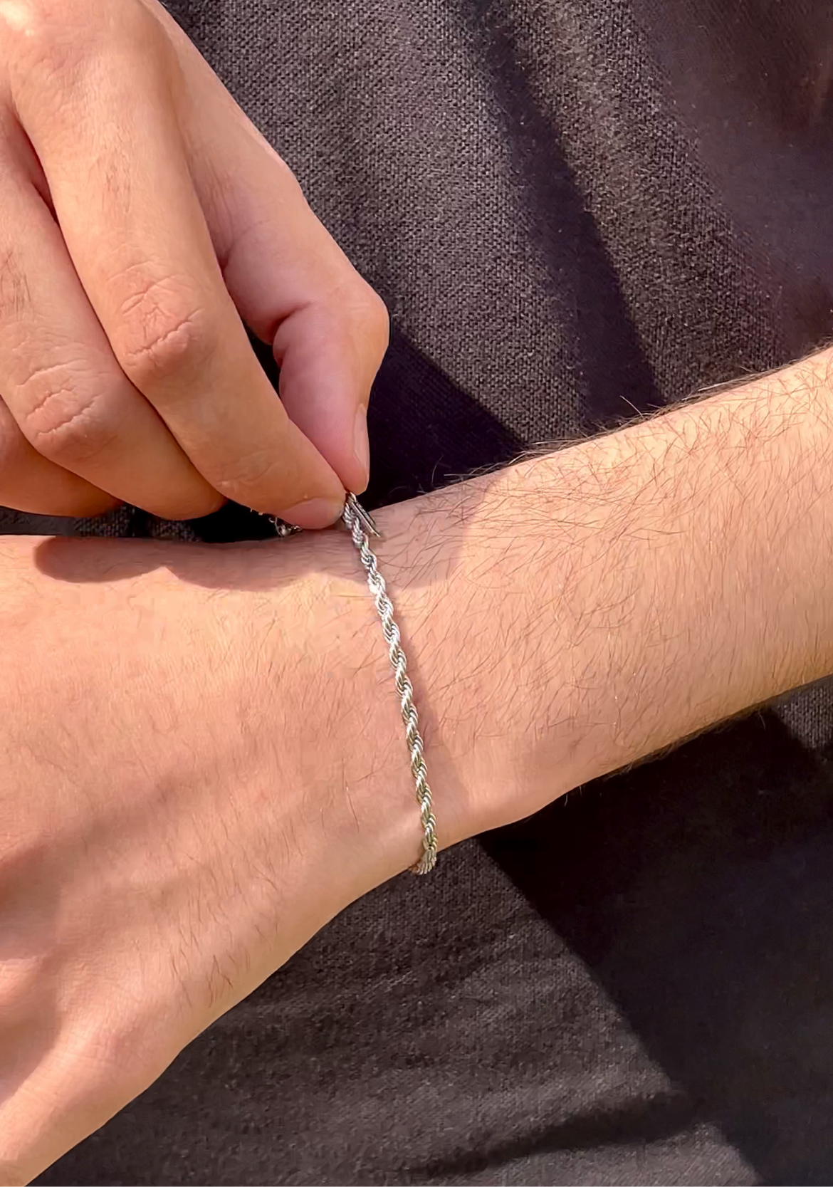 rope chain minimal bracelet (silver)