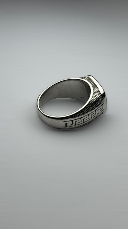 Silver Onyx Greek Ring - Zefiro