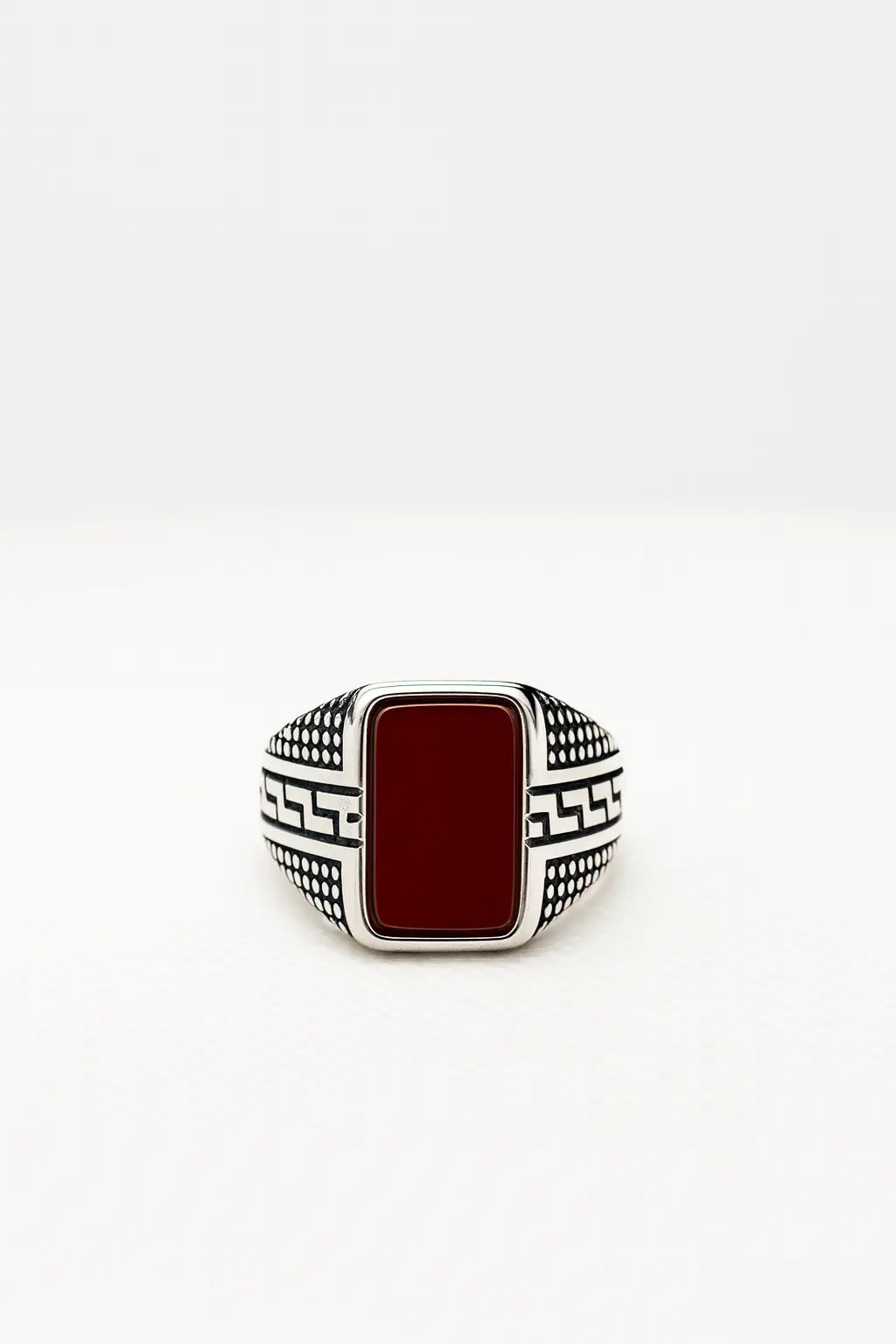 Red Agate Greek Key Signet Ring variant 2