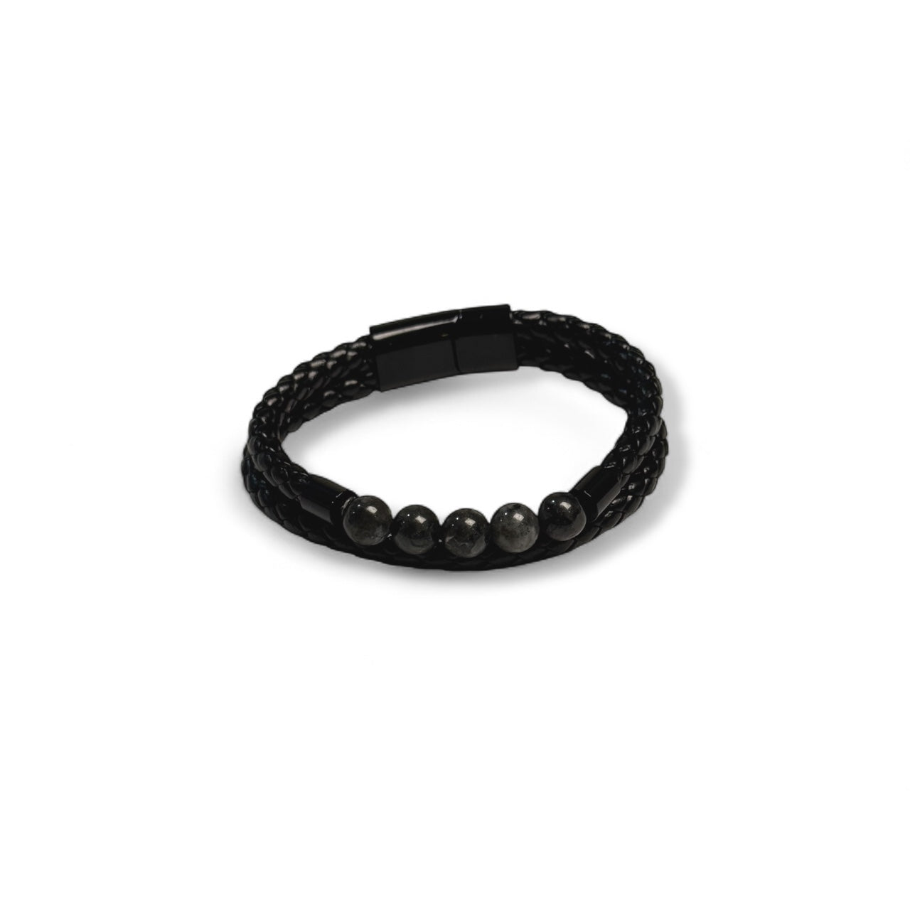 Shadow Stone Leather Bracelet