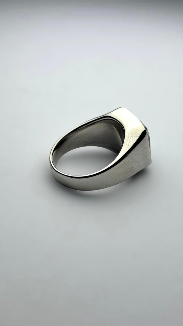 Silver plated square black onyx ring - Zefiro