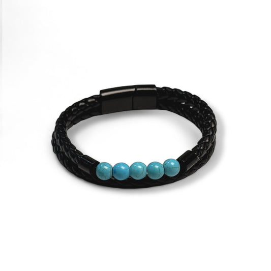 'Ocean Edge' Leather & Turquoise Cuff