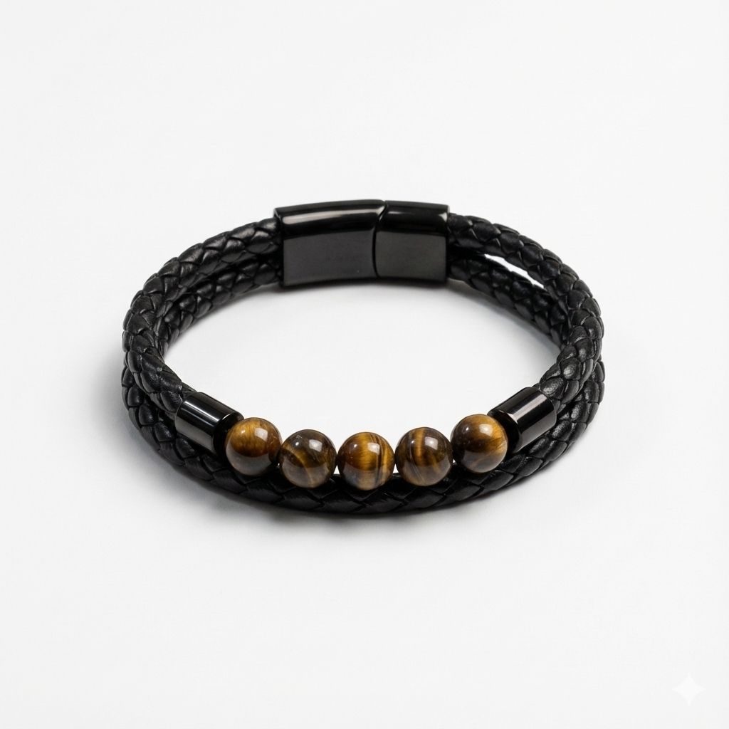 Tiger's Eye Leather Cuff