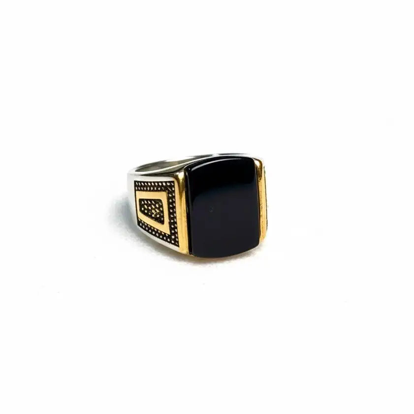 Square sterling dual tone ring