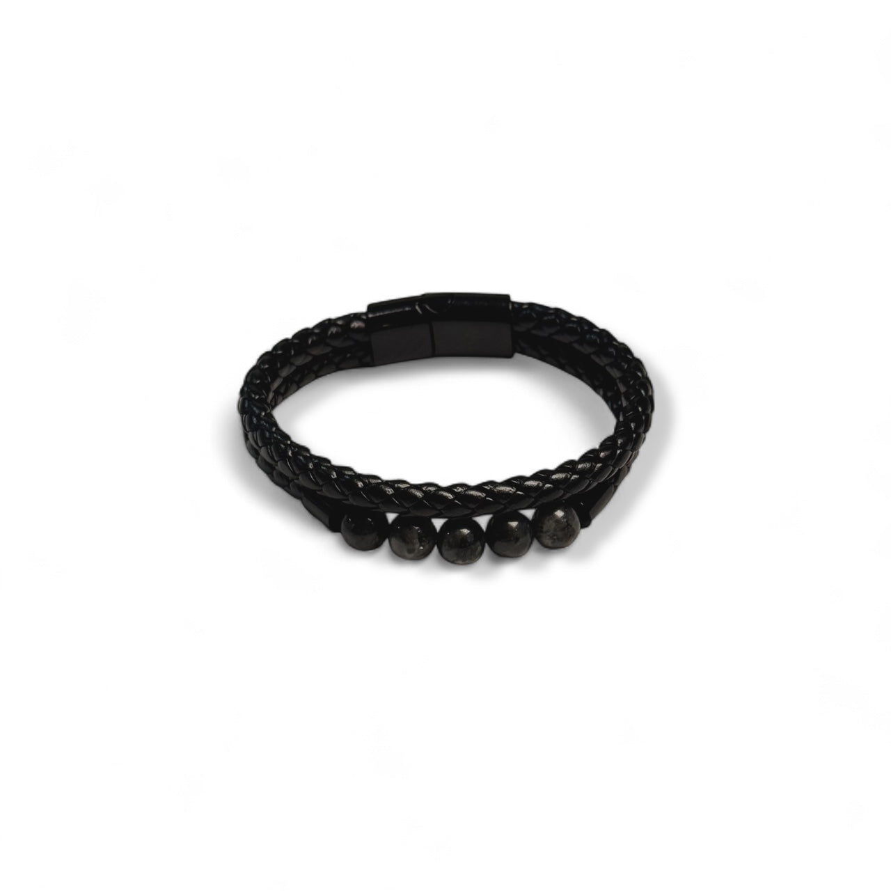 Shadow Stone Leather Bracelet
