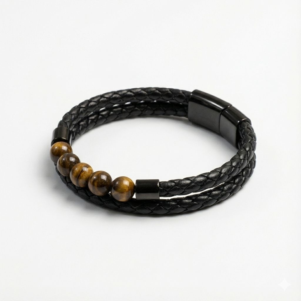 Tiger's Eye Leather Cuff