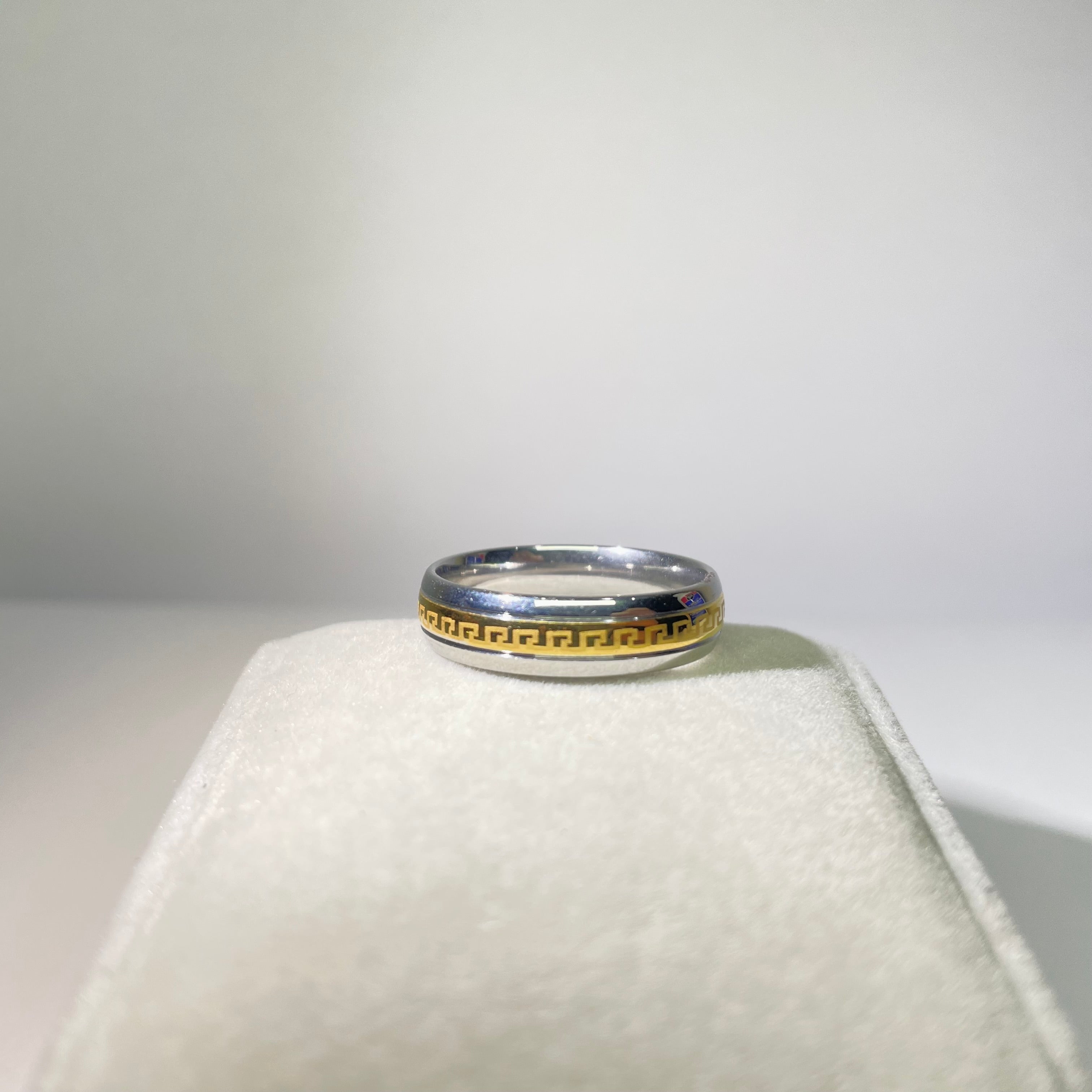 Greek Wave Design Golden Silver Ring - Zefiro