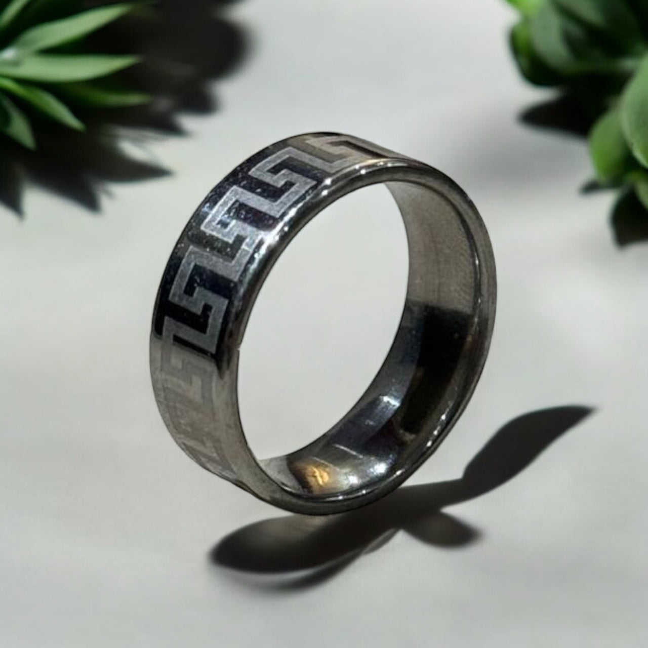 Greek Maze Titanium Ring