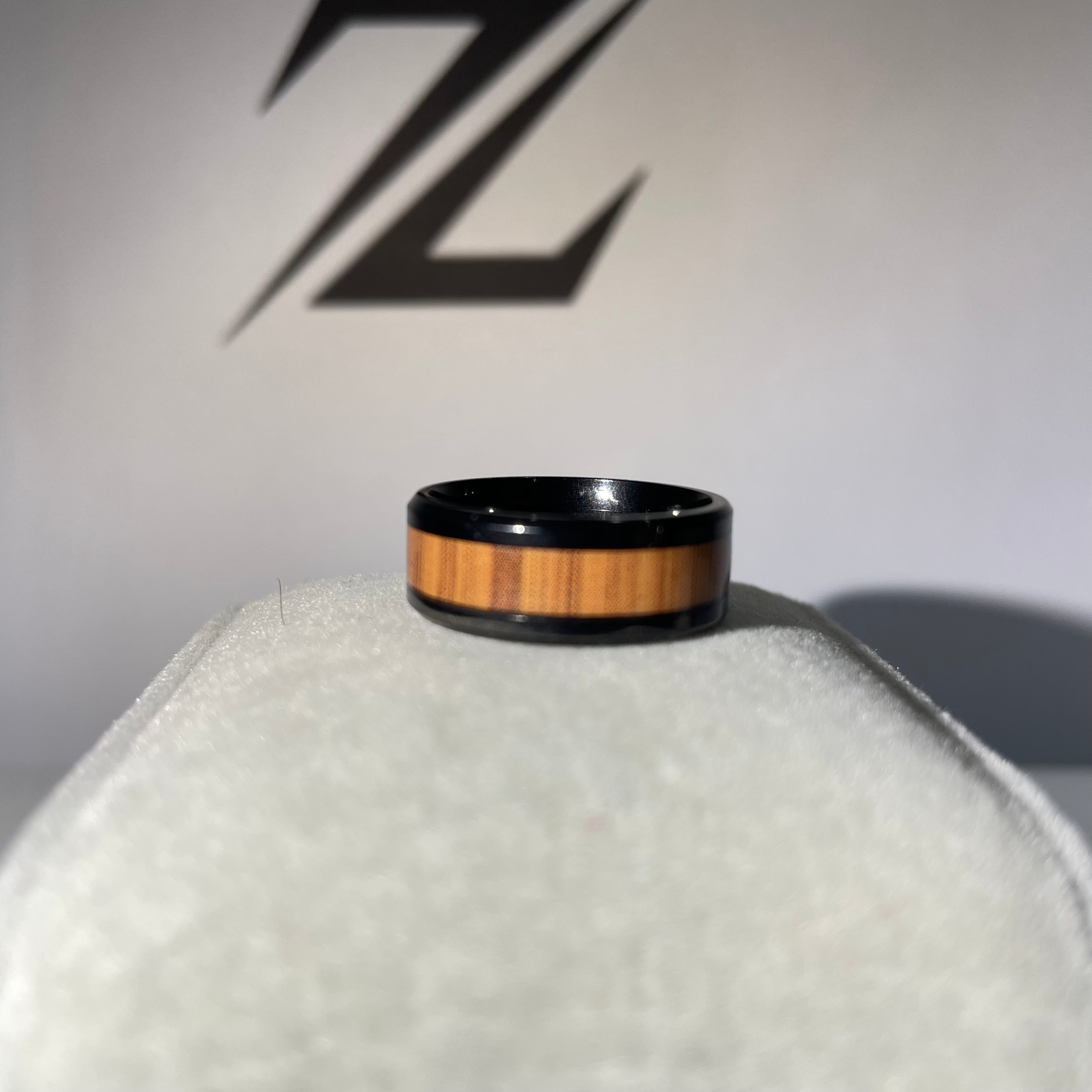 wood texture Dual-Tone Ring - Zefiro