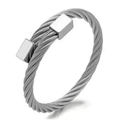 silver titanium cable cuff ki - Zefiro
