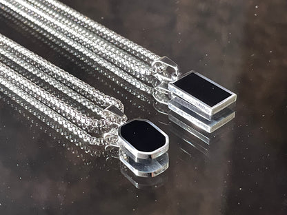 Black Stone Silver Pendant - Zefiro