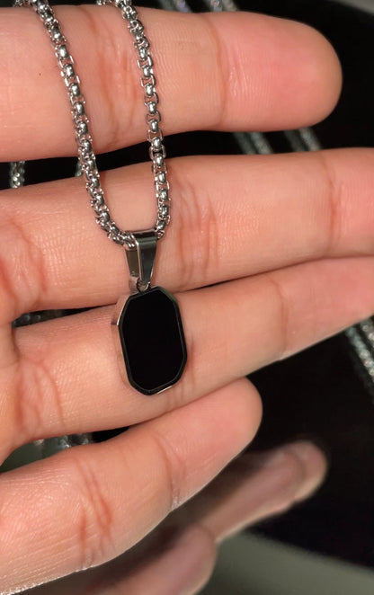 Black Stone Silver Pendant - Zefiro