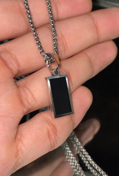 Black Stone Silver Pendant - Zefiro
