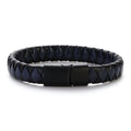 Black & Navy Leather Braid Bracelet