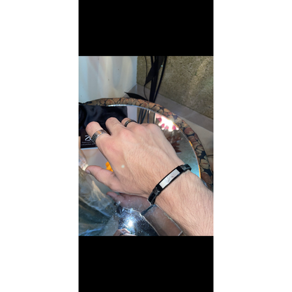 Rhodium-Plated Leather Chain Bracelet - Zefiro