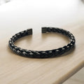 316 Stainless Steel Black Braided Bangle