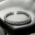316 Stainless Steel Silver Braided Bangle - Zefiro